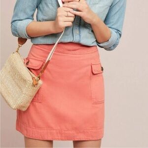 Anthropologie Coral Mini Skirt with Front Flap Pockets size 0